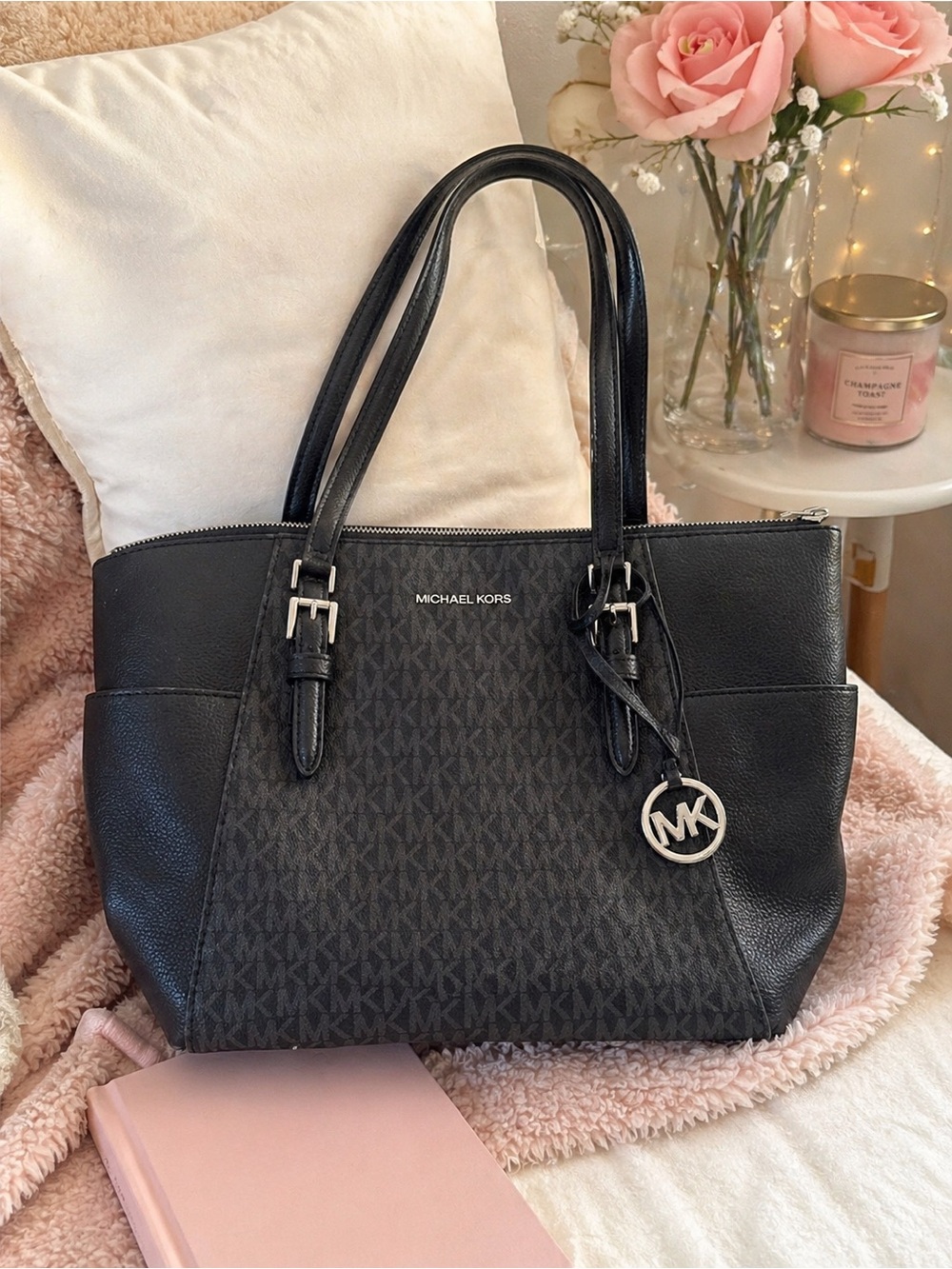 Michael Kors Black and Dark Gray Tote